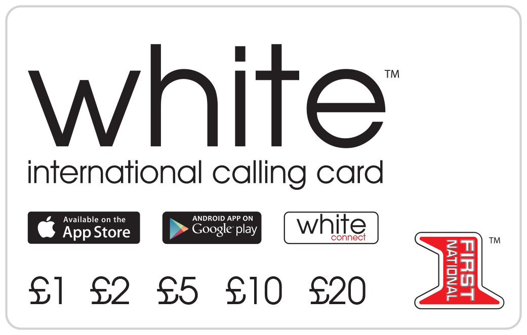 White Calling Card Low Cost International Calling